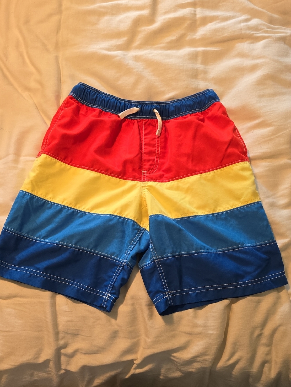 Hanna Andersson Red, Yellow & Blue Stripe Swim Shorts